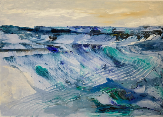 "Kühle Landschaft", Acryl auf Leinwand, 70 x 50 cm, 11/23