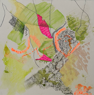 ohne Titel, Acrylmarker, Mischtechnik auf Gesso-Platte, 30 x 30 cm, 07/2024