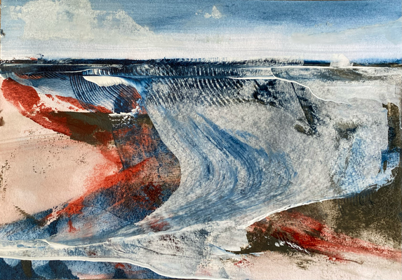 Landschaft X, Acryl auf Papier, 29,5 x 20,6 cm, 2023