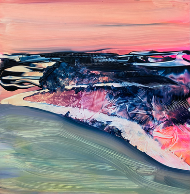 Landschaft X, Acryl auf Steinpapier, 30 x 30 cm, 2023
