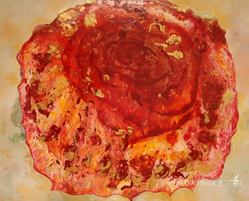 ABSTRAKTE ROSE BY CLAUDIA EBNER ART, ca 82 x 102 x 4 cm, mit Schattenfugenrahmen