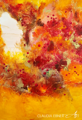FLYIN' BERRIES BY CLAUDIA EBNER ART, ca 72 x 52 x 4 cm, mit Schattenfugenrahmen