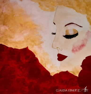 RED WISDOM BY CLAUDIA EBNER ART, ca 100 x 100 x 4 cm mit Schattenfugenrahmen