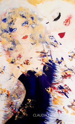 FRAU IN BLAU MIT ENGEL BY CLAUDIA EBNER ART