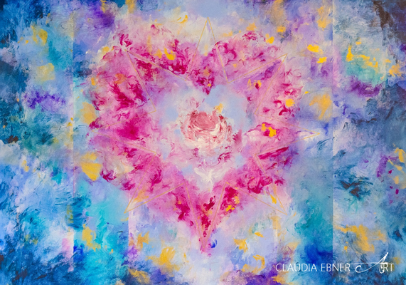 KOSMISCHES HERZ BY CLAUDIA EBNER ART ca 80 x 100 x 4 cm
