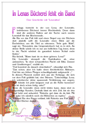 In Lenas Bücherei fehlt ein Band, Eine Geschichte für Kinder mit Leseratten, Seite 1