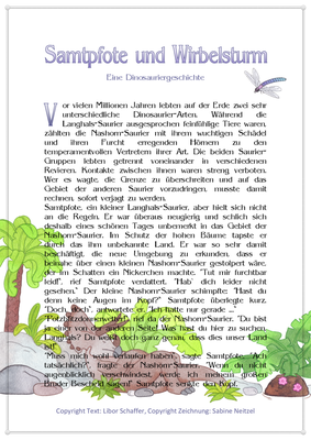 Samtpfote und Wirbelsturm, Eine Dinosauriergeschichte für Kinder, Seite 1