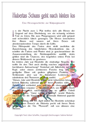 Hubertas Schuss geht nach hinten los, Eine Geschichte für Kinder zur Walpurgisnacht, Seite 1