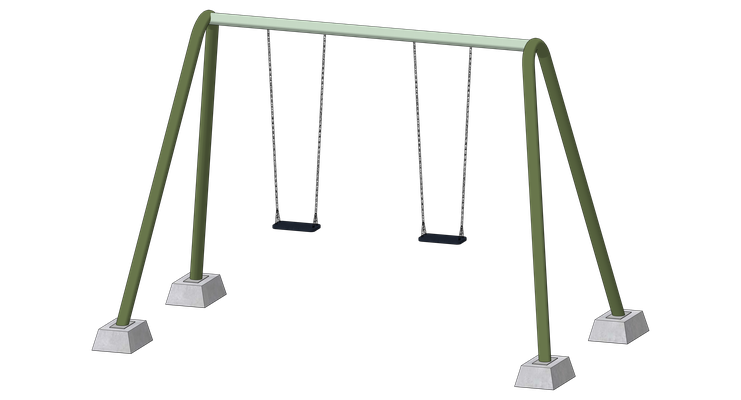 Schaukel mit A-Bock und Fertigfundamenten