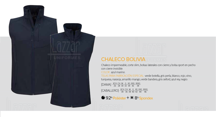 CHALECO MODELO BOLIVIA COLOR AZUL MARCA LAZZAR