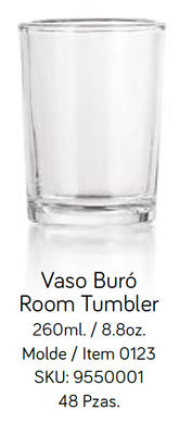 VASO DE AGUA FONDO DELGADO 260ML
