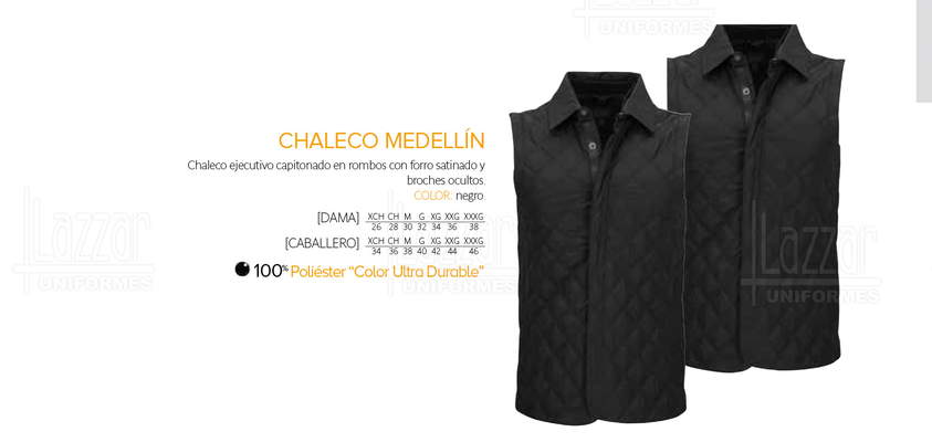 CHALECO MODELO MEDELLIN COLOR NEGRO MARCA LAZZAR