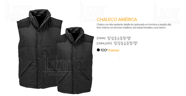 CHALECO MODELO AMERICA COLOR AZUL MARINO MARCA LAZZAR