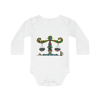 Libra Baby Long Sleeve Organic Bodysuit Gender Neutral Baby Onesies Organic Baby Clothes Waage Baby shower gift Libra Zodiac bodysuit white