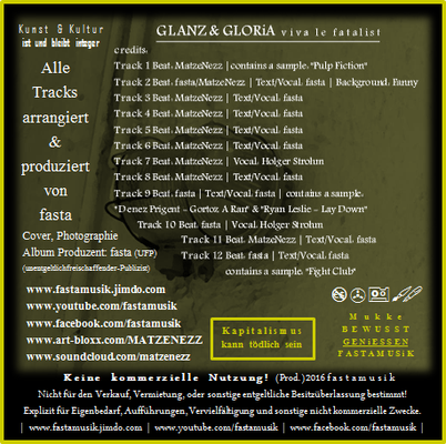 Glanz & Gloria Vol. I Cover inlay