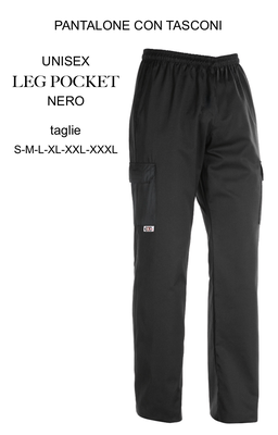 Ariell Divise da Lavoro pantalone con tasconi cuoco Egochef nero