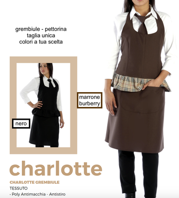 CHARLOTTE grembiule pettorina donna colori a Tua scelta con il Tuo logo 