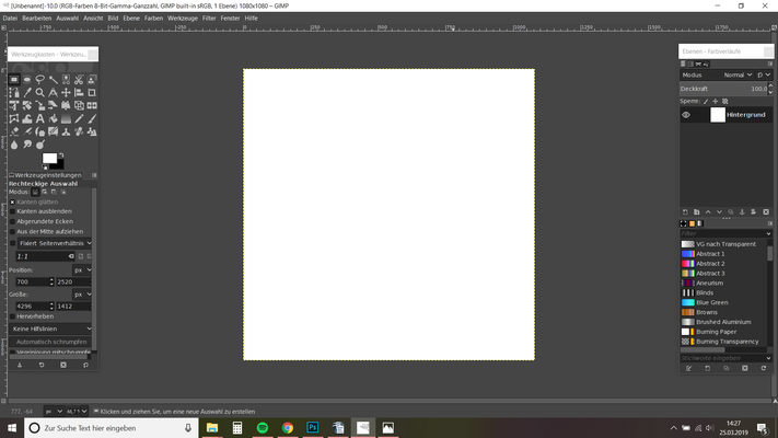 16. nach dem OK Klick offent sich automatisch dieses weiße Quadrat