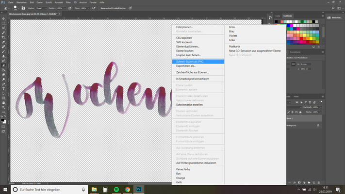 7. mit einem Rechts-Klick auf die Ebenen kannst du das Bild im Schnell-Export als PNG speichern (Name, Speicherort wählen)