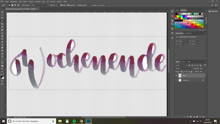 6. per Entf kannst du die Auswahl entfernen und wiederholst das mit dem auswählen und Entf noch für die weißen Zwischenräume