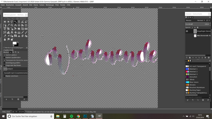7. Entf drücken und schon verschwindet deine Auswahl, noch recht unsauber