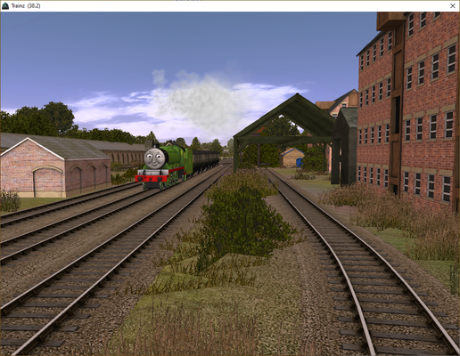 Henry passes the Hawin Maintenance Depot with a local train to Killdane.