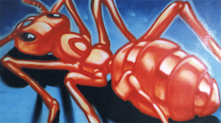 Bild auf Auftrag für Kunde. Spraydose auf Leinwand, 110 cm x 200 cm