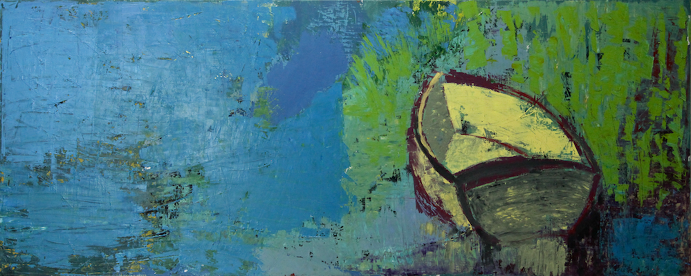 Bild No V  -  "Boot, gelbes"  - 61 x 150cm