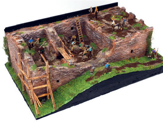 Junge Archäologen erforschen eine Wasserburg
