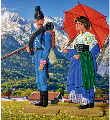 Bayerischer Infanterist unf Frau in Reichenhaller Tracht