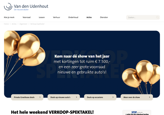 Online bannering op eigen websites - Automotive Sales Event - Van den Udenhout Noord-Brabant - 701(!) verkochte auto's in 14 dagen - september 2025