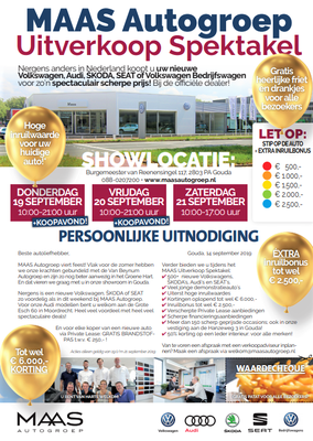 Direct Mailing - Automotive Sales Event - MAAS Autogroep Gouda - Volkswagen-Audi-SEAT-ŠKODA - september 2019 - 51 verkochte auto's in 1 weekend