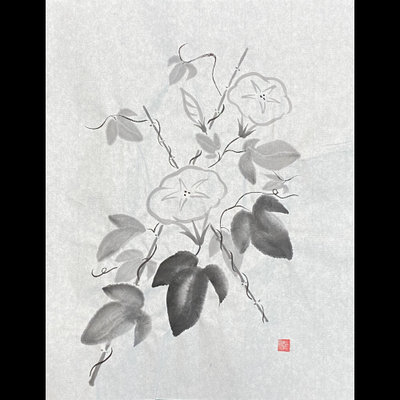 #sachi-studio　#sumi-e　#morning glory　#朝顔