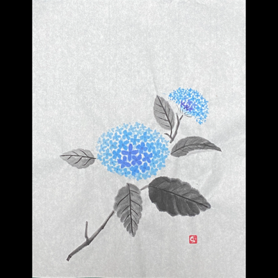 #sachi-studio　#sumi-e　#hydrangea　#紫陽花