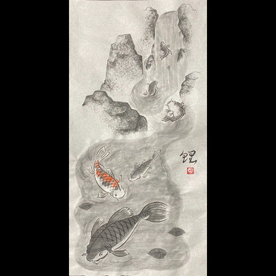 #sachi-studio　#sumi-e　#fish　# 魚　#carp　#鯉