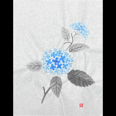#sachi-studio　#sumi-e　#hydrangea　#紫陽花