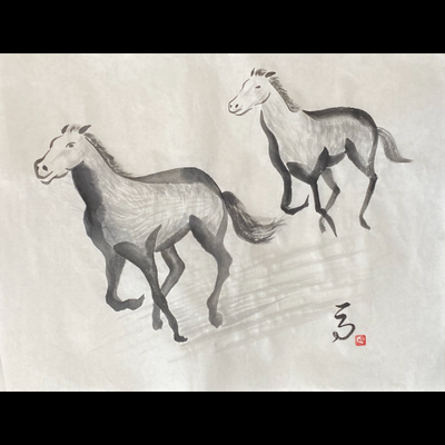 #sachi-studio　#sumi-e　#animal　# 動物　#horses　#馬　#run　#走る