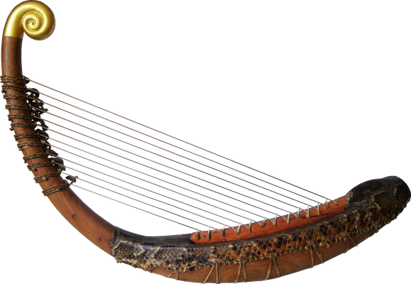Khmer harp from the seventh century. Rebuilt by Patrick Kersalé from a Sambor Prei Kuk's bas-relief 