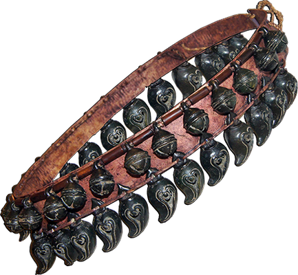 Horse collar made of bronze. Rebuilt by Patrick Kersalé from an original bells of Wat Bo (Siem Reap)