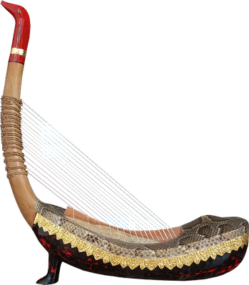Khmer harp from the twelfth century. Rebuilt by Patrick Kersalé from an Angkor Wat's bas-relief.