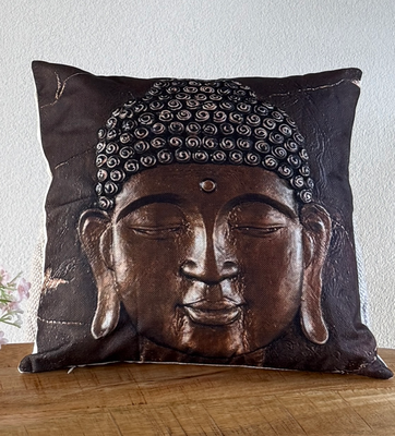 Boeddha buddha art pillow  kussen gold bruin brown goud 