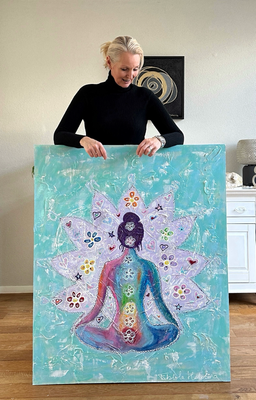 Yoga - zen - mindfulness schilderij met relief 100 x 120 cm 3D acrylic painting meditatie meditation chakra