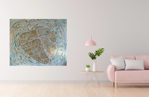 Broken heart 120 x 100 cm 3D  - met reliëf 
