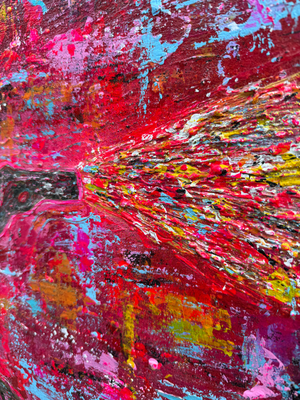 Shooting girl 80 x 60 cm - met reliëf - detail