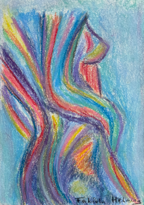 krijt tekening.  Body vrouw lichaam nude naakt woman body krijttekening 