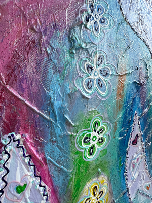 Yoga - zen - mindfulness schilderij met relief 100 x 120 cm 3D acrylic painting meditatie meditatioon chackra
