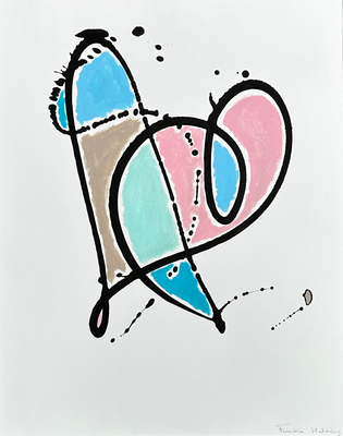 knikkers ink inkt heart hart love liefde 53 x 73 cm hart heart roze blauw aqua groen beige 