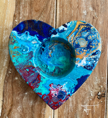 Pouring Art - Waxinehouder hart 16 x 16 cm