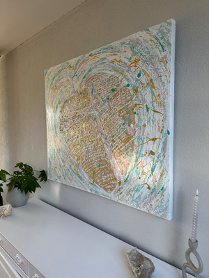 Broken heart 120 x 100 cm 3D  - met reliëf 
