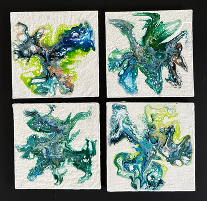 Pouring Art - onderzetters 10 x 10 cm